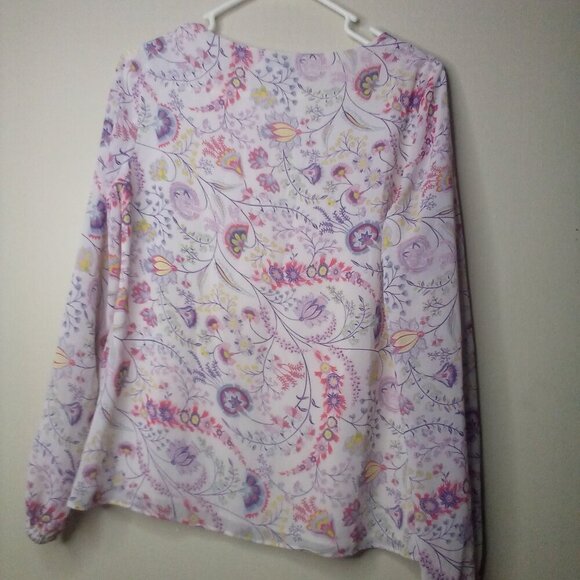 Rose & Olive Blouse Shirt XS Women Long Sleeve Elastic Bust Floral Colorful - Picture 4 of 14